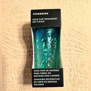 NWT Starbucks 2024 Holiday Seafoam Green Prism Cold Cup Ornament Key Chain